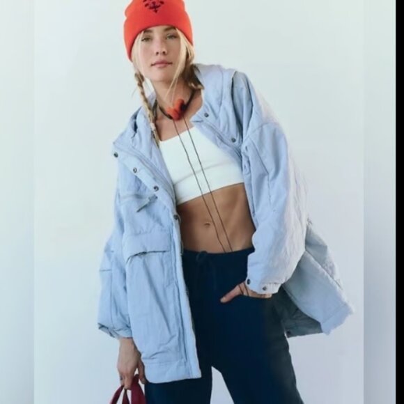 FREE PEOPLE FP MOVEMENT BILLIE BOXIE LAVENDER CINCHED PARKA HOOD OVERSIZE JACKET - Picture 5 of 12